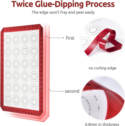 U-Taste 446ºF Heat Resistant Macaron Silicone Baking Mat, Non Stick Reusable Cookies Pastry Sheet Liner with Edge Enhancement Circle Measurement f...